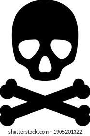 Death skull icon with flat style on a white background. Isolated vector death skull icon image, simple style.