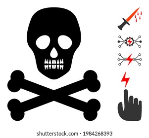 Death skull icon with flat style. Isolated vector death skull icon image on a white background, simple style. Some similar icons appended also.