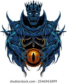 Death Skull king vector dark art illustration