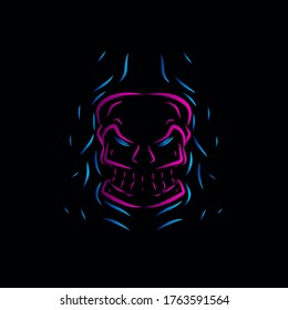 the death skull line pop art potrait logo colorful design with dark background. Isolated black background for t-shirt, poster, clothing, merch, apparel, badge design