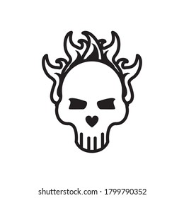 cráneo de muerte en el diseño de la ilustración del vector de estilo de línea de fuego