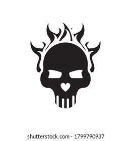 death skull on fire silhouette style icon vector illustration design