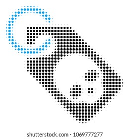 Death Skull Tag halftone vector icon. Illustration style is dotted iconic Death Skull Tag icon symbol on a white background. Halftone texture is round elements.