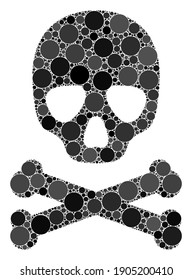 Death skull vector mosaic of round dots in various sizes and color shades. Round dots are organized into death skull vector illustration. Abstract vector illustration.