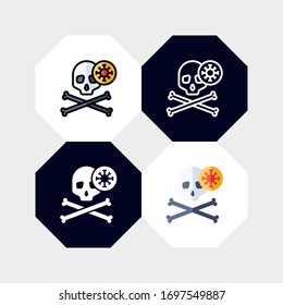 Death Skull Virus Icon Logo Vector Illustration. with four styles, outline, filled outline, flat and glyph. template for website and company