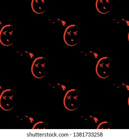 death smiley vector illustration for halloween. deadly bloody pattern