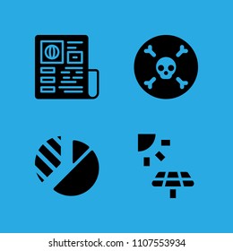 death, solar panel, pie chart and newspaper icons vector in sample icon set for web and graphic design