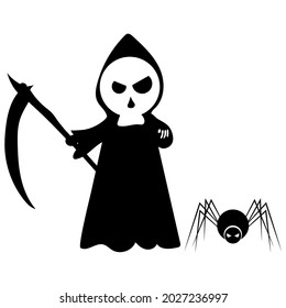 Death and spider, vector illustration