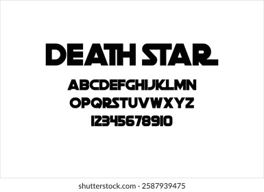 Death Star font for logo and headline. Isolated vector typeset