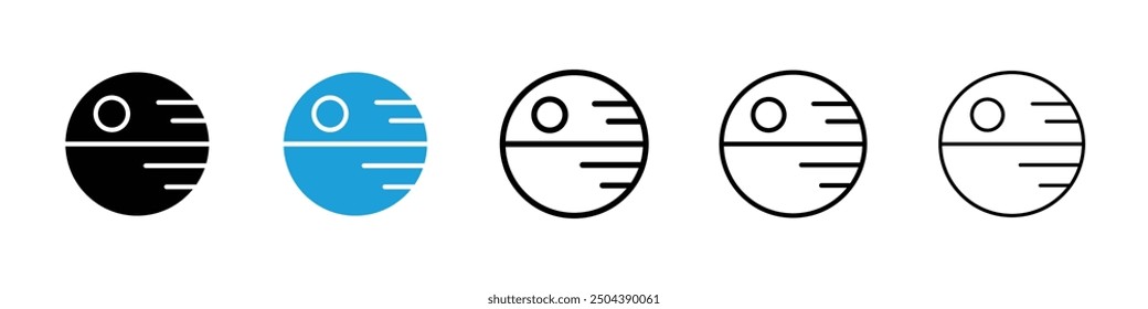 Death star icon in black and blue colors