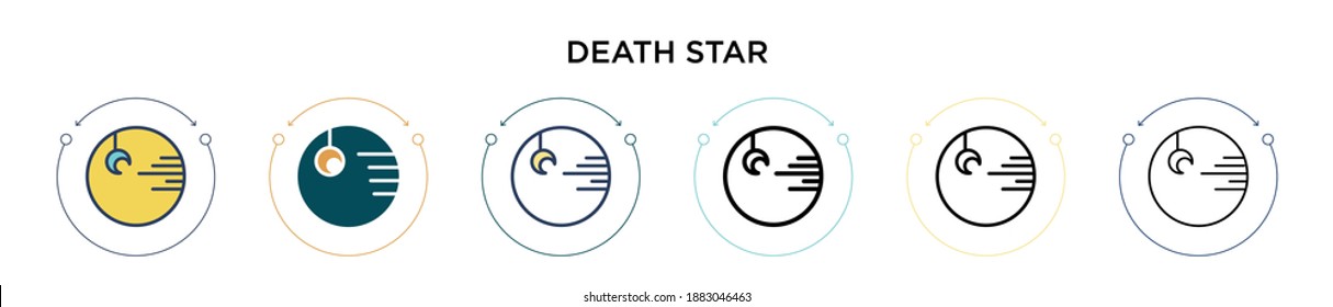 Death star icon in filled, thin line, outline and stroke style. Vector illustration of two colored and black death star vector icons designs can be used for mobile, ui, web