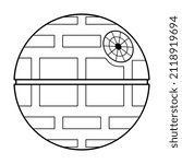 Death star icon, mobile space station symbol, circle galaxy planet vector illustration .