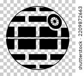 Death star icon, mobile space station symbol, circle galaxy planet vector illustration .