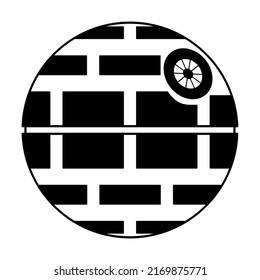 Death star icon, mobile space station symbol, circle galaxy planet vector illustration .