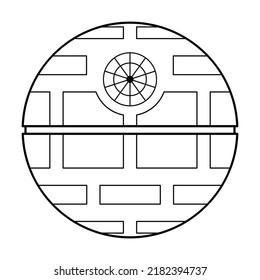 Death star icon, mobile space station symbol, circle galaxy planet vector illustration .