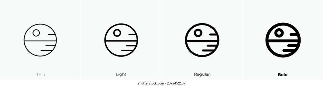 death star icon. Thin, Light Regular And Bold style design isolated on white background