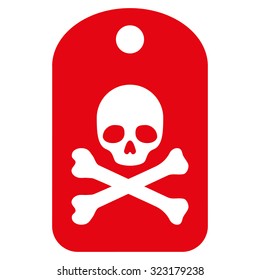 Death Sticker vector icon. Style is flat symbol, red color, rounded angles, white background.