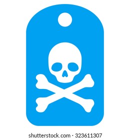 Death Sticker vector icon. Style is flat symbol, blue color, rounded angles, white background.