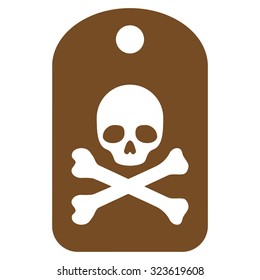 Death Sticker vector icon. Style is flat symbol, brown color, rounded angles, white background.