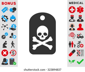 Death Sticker vector icon. Style is bicolor flat symbol, blue and gray colors, rounded angles, white background.