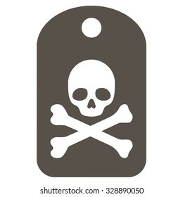 Death Sticker vector icon. Style is flat symbol, grey color, rounded angles, white background.