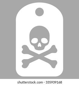 Death Sticker vector icon. Style is flat symbol, white color, rounded angles, silver background.