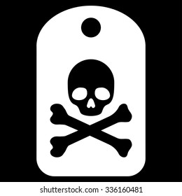 Death Sticker vector icon. Style is flat symbol, white color, rounded angles, black background.