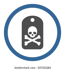 Death Sticker vector icon. Style is bicolor flat rounded symbol, cobalt and gray colors, rounded angles, white background.