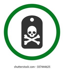 Death Sticker vector icon. Style is bicolor flat rounded symbol, green and gray colors, rounded angles, white background.