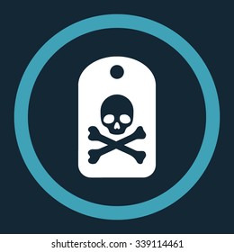 Death Sticker vector icon. Style is bicolor flat rounded symbol, blue and white colors, rounded angles, dark blue background.
