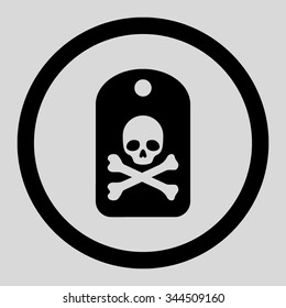 Death Sticker vector icon. Style is flat rounded symbol, black color, rounded angles, light gray background.