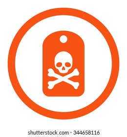 Death Sticker vector icon. Style is flat rounded symbol, orange color, rounded angles, white background.