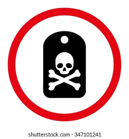 Death Sticker vector icon. Style is bicolor flat rounded symbol, intensive red and black colors, rounded angles, white background.