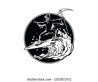 death surfer vector vintage tshirt design isolated on background