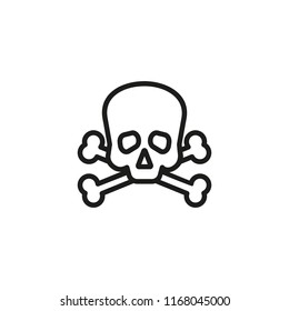 Death symbol line icon. Poison, skull, bones. Warning sign concept. Vector illustration can be used for topics like Halloween, danger, toxic