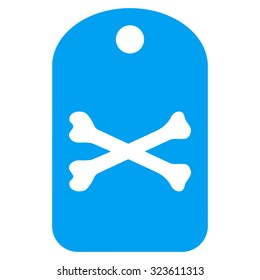 Death Tag vector icon. Style is flat symbol, blue color, rounded angles, white background.