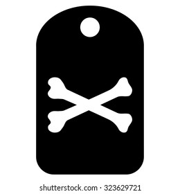 Death Tag vector icon. Style is flat symbol, black color, rounded angles, white background.