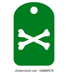 Death Tag vector icon. Style is flat symbol, green color, rounded angles, white background.