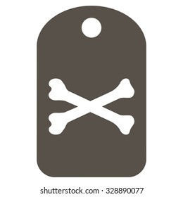 Death Tag vector icon. Style is flat symbol, grey color, rounded angles, white background.