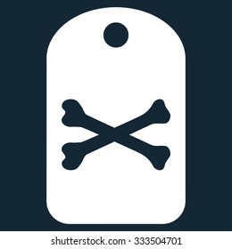 Death Tag vector icon. Style is flat symbol, white color, rounded angles, dark blue background.