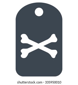 Death Tag vector icon. Style is flat symbol, smooth blue color, rounded angles, white background.