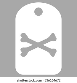 Death Tag vector icon. Style is flat symbol, white color, rounded angles, silver background.