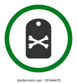Death Tag vector icon. Style is bicolor flat rounded symbol, green and gray colors, rounded angles, white background.