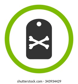 Death Tag vector icon. Style is bicolor flat rounded symbol, eco green and gray colors, rounded angles, white background.