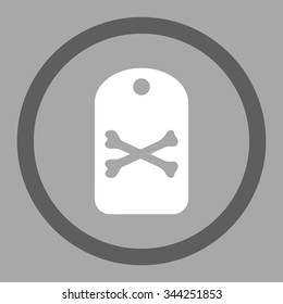 Death Tag vector icon. Style is bicolor flat rounded symbol, dark gray and white colors, rounded angles, silver background.