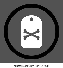 Death Tag vector icon. Style is bicolor flat rounded symbol, black and white colors, rounded angles, gray background.