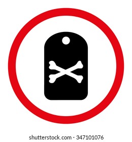 Death Tag vector icon. Style is bicolor flat rounded symbol, intensive red and black colors, rounded angles, white background.
