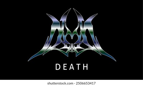 Death text typography gradient iron plate color for music t-shirt concept, lettering font vector illustration