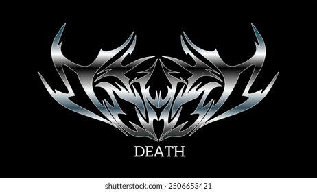 Color de la placa del hierro del gradiente de la tipografía del texto de la muerte para el concepto de la camiseta de la música, Ilustración vectorial de la fuente de las letras