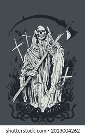 Death text with vector illustrations. For t-shirt prints and other uses
